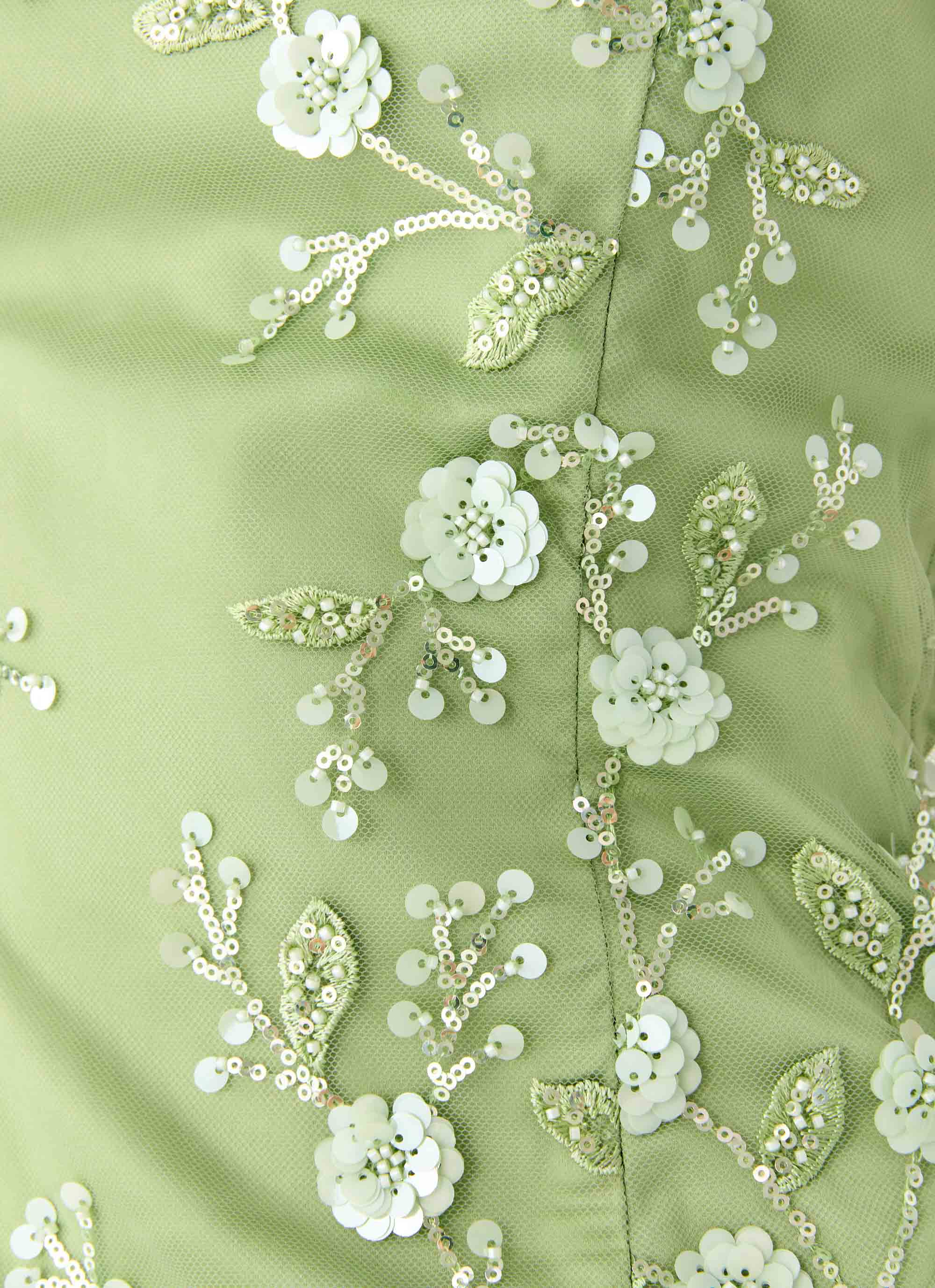 Sea Garden Beaded Strapless Top - Green