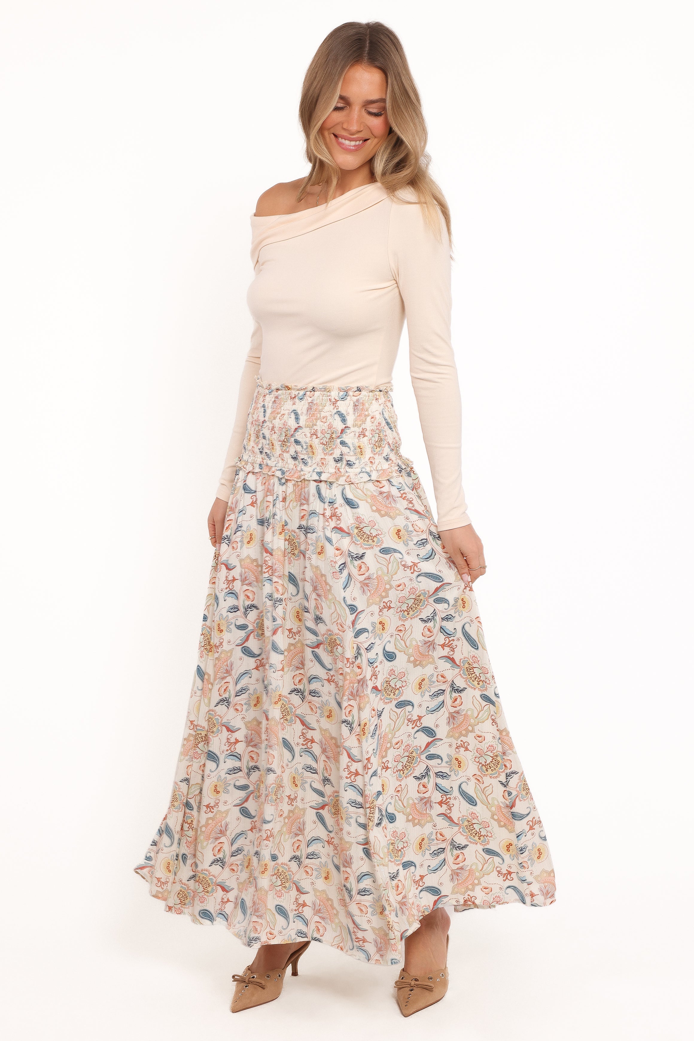 Seana Shirred Waist Maxi Skirt - Paisley