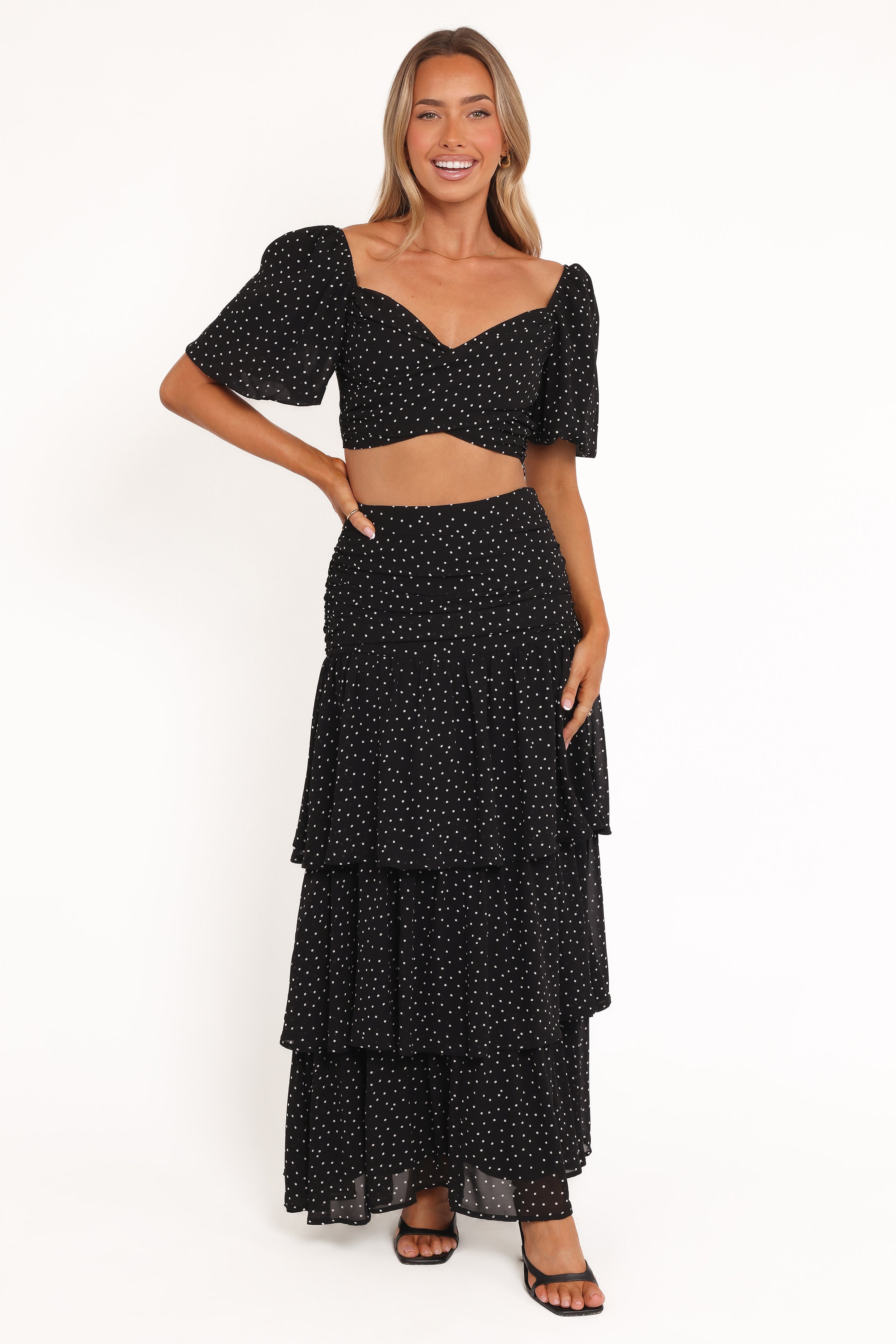 Selina Skirt Set - Black Polka Dot