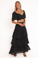 Selina Skirt Set - Black Polka Dot