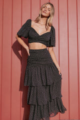 Selina Skirt Set - Black Polka Dot