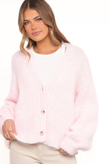 Selina Wide Sleeve Cardigan - Pale Pink