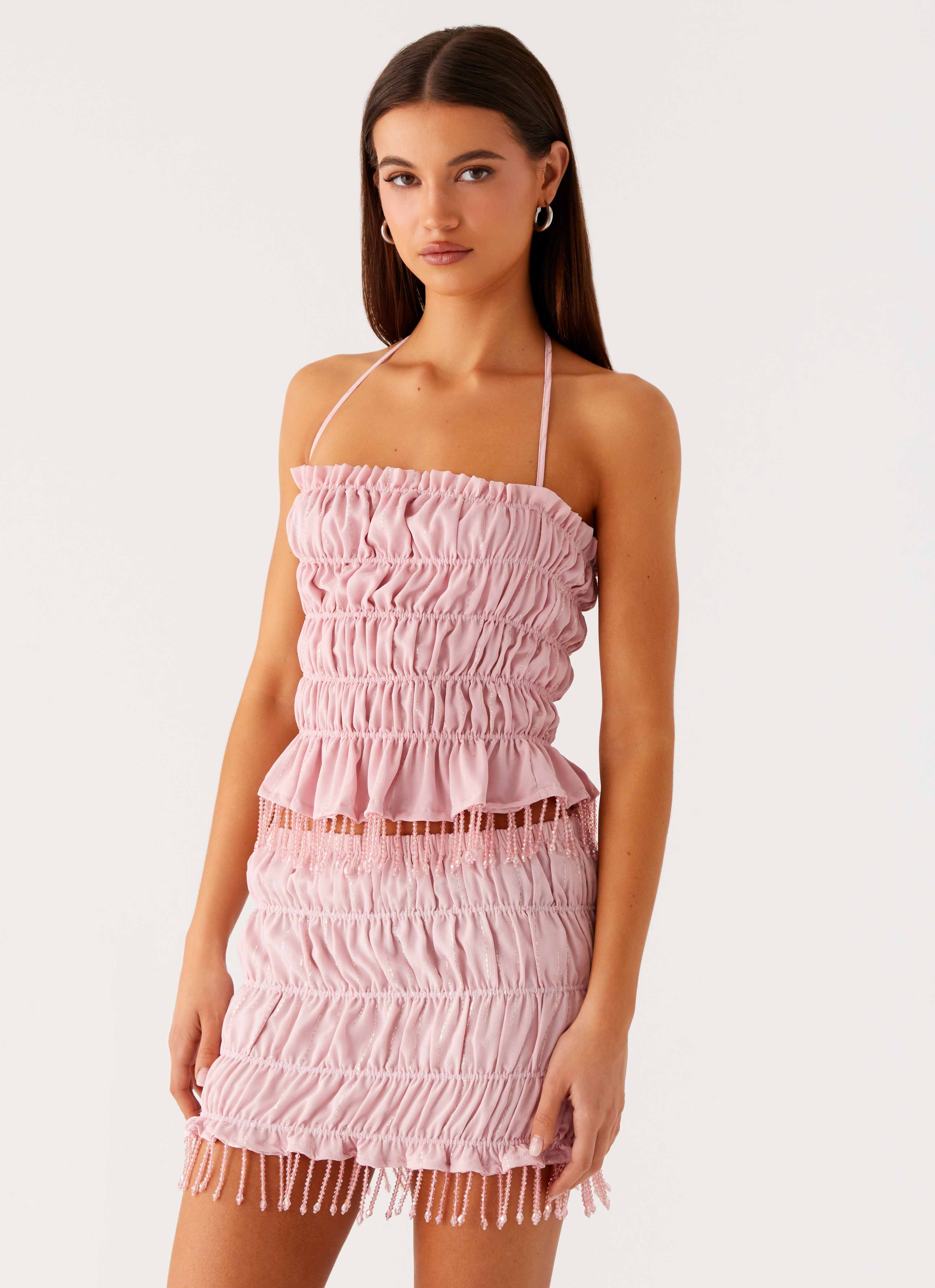 Shari Beaded Mini Skirt - Pink