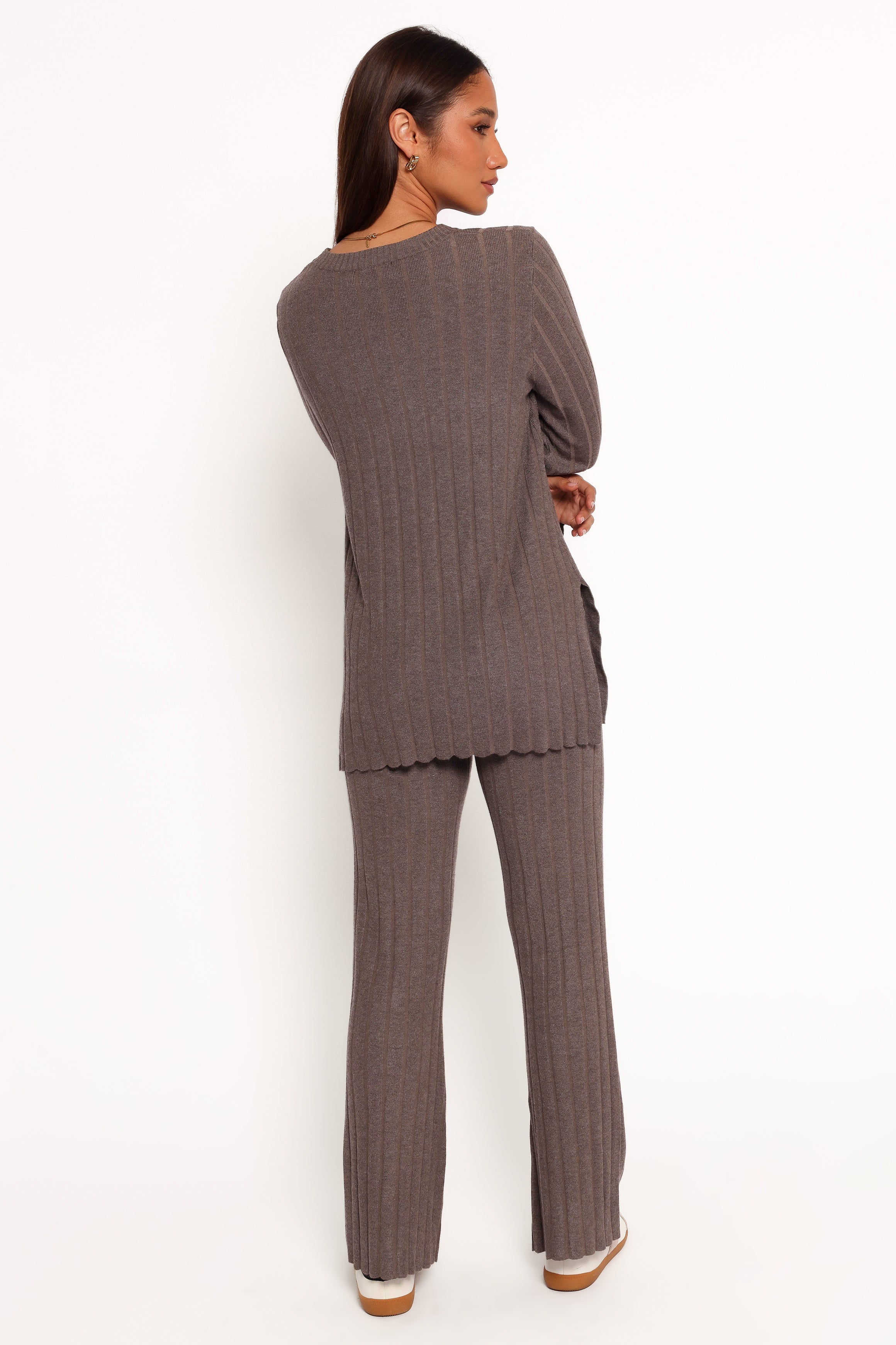 Silvie Long Sleeve Knitted Set - Charcoal Grey