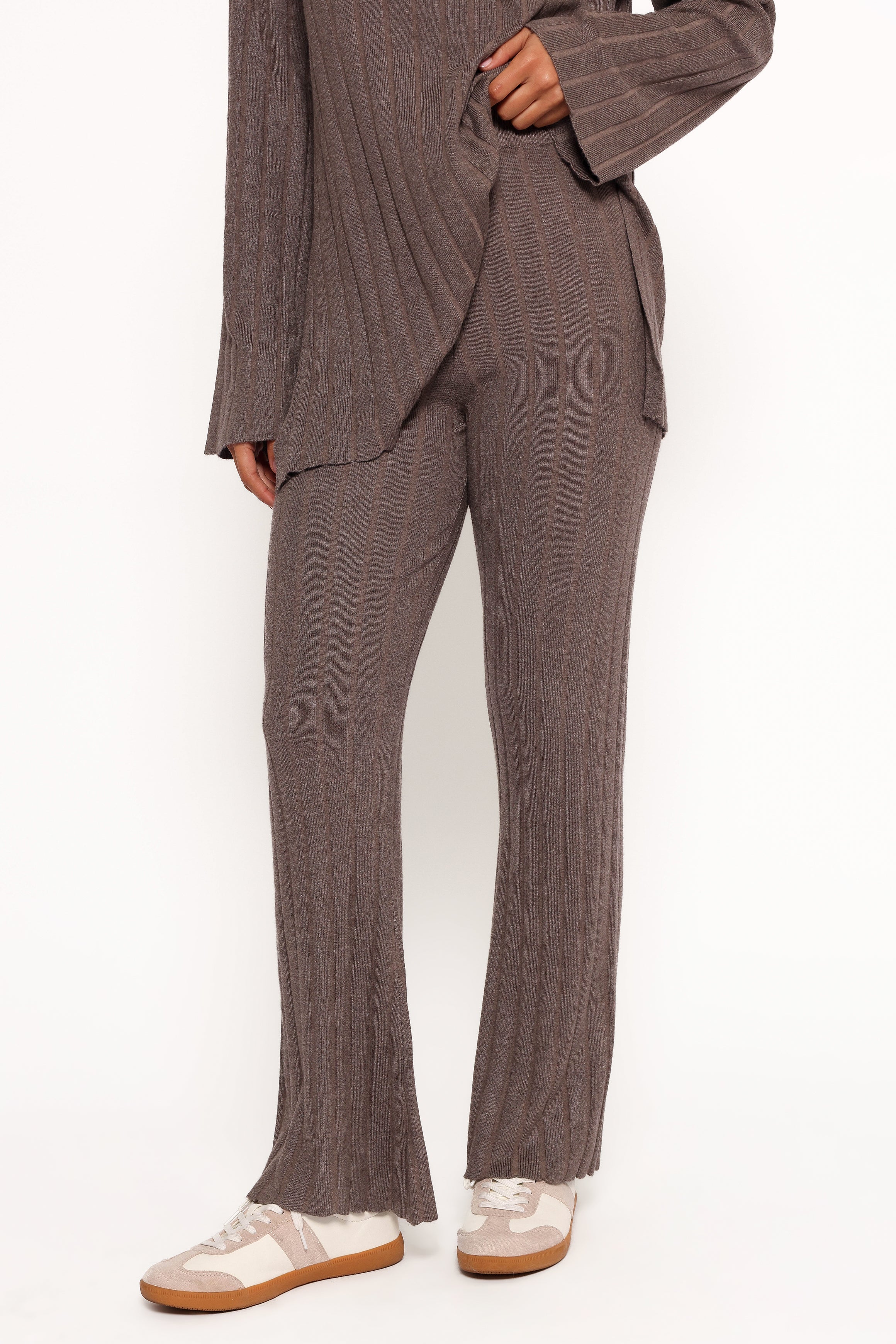 Silvie Long Sleeve Knitted Set - Charcoal Grey