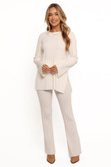 Silvie Long Sleeve Knitted Set - Cream
