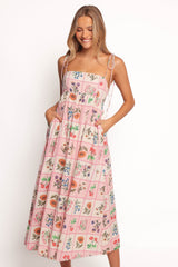 Simona Maxi Dress - Pink Floral Tile