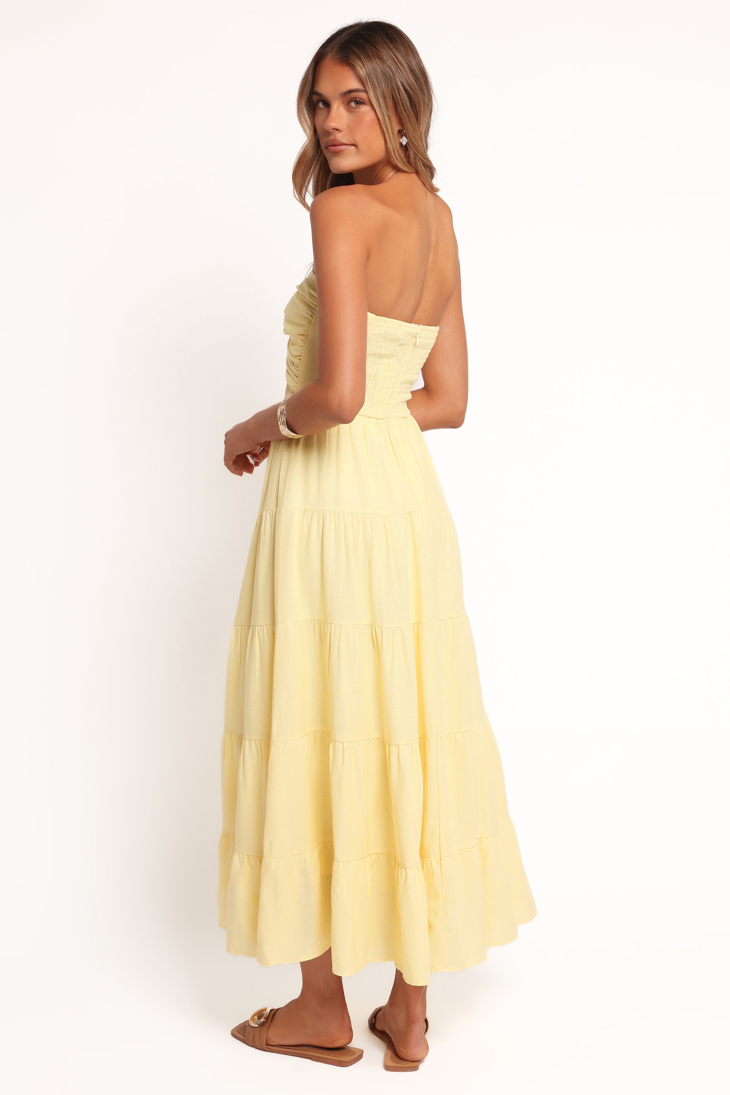 Sitara Strapless Midi Dress - Yellow