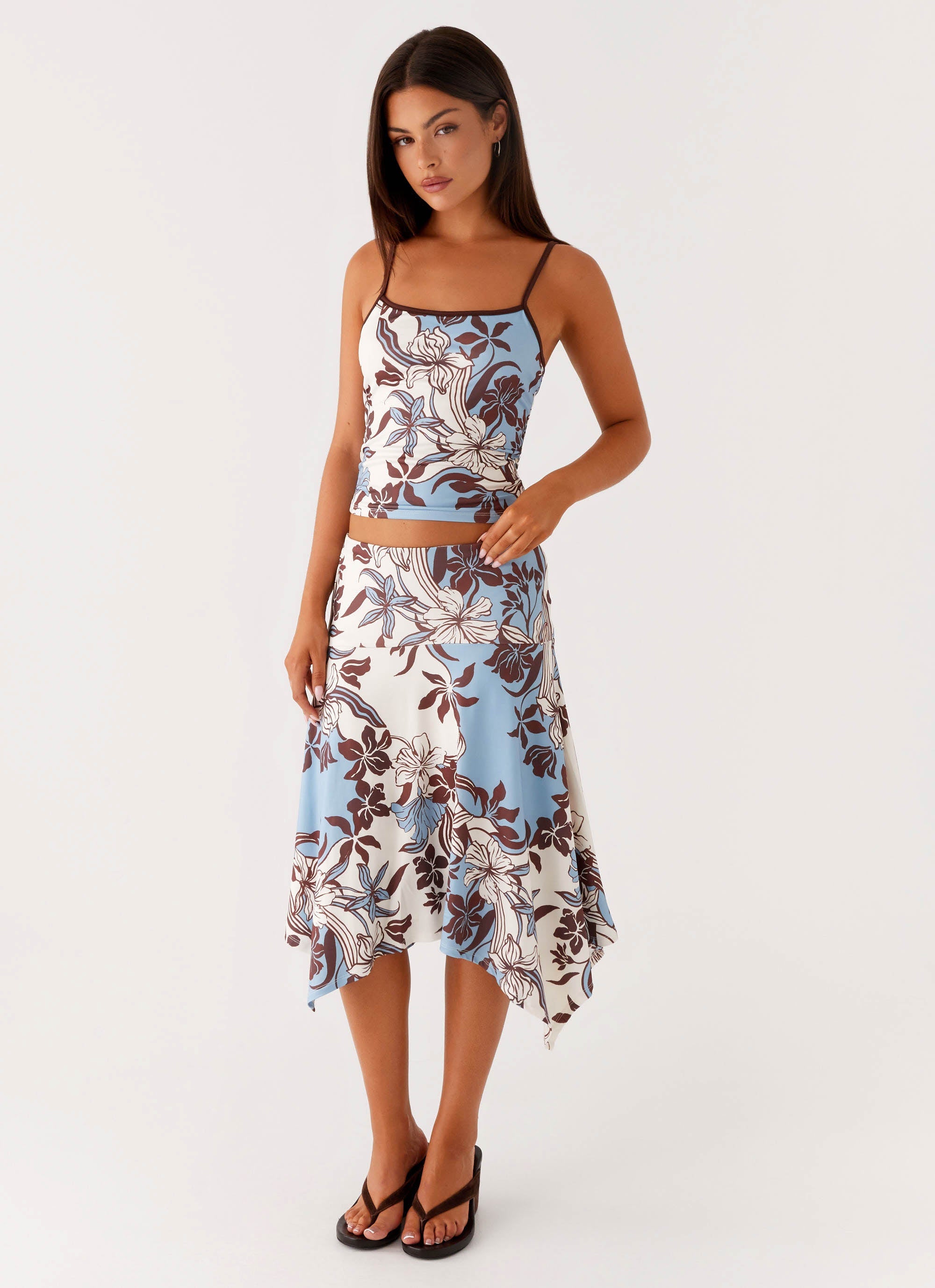 Skye Midi Skirt - Bluewood Blossom