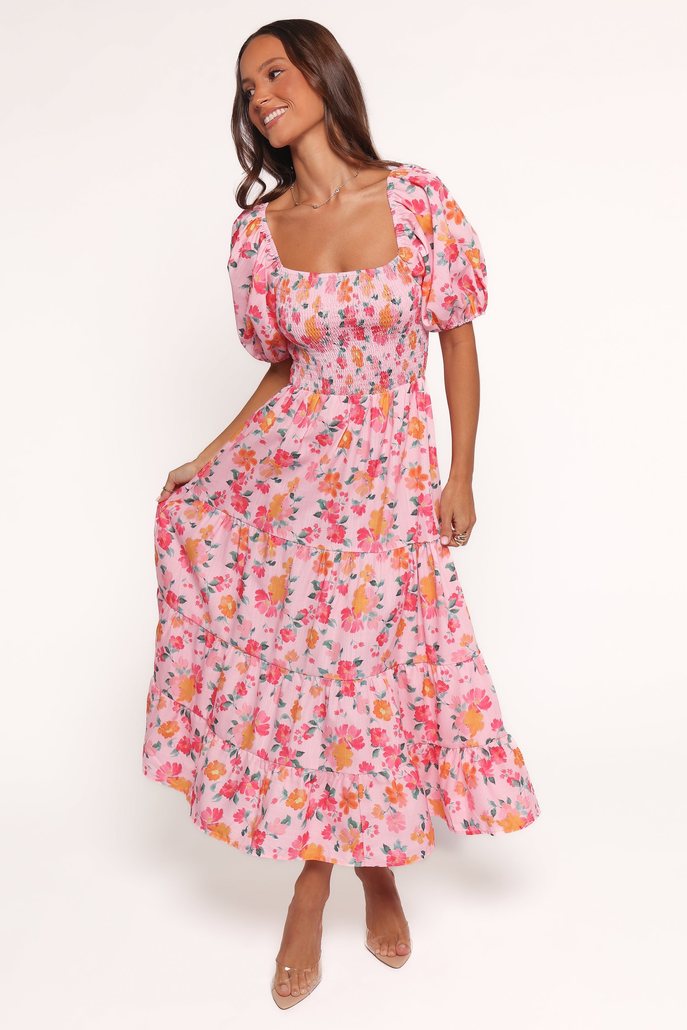 Soliel Midi Dress - Pink Floral