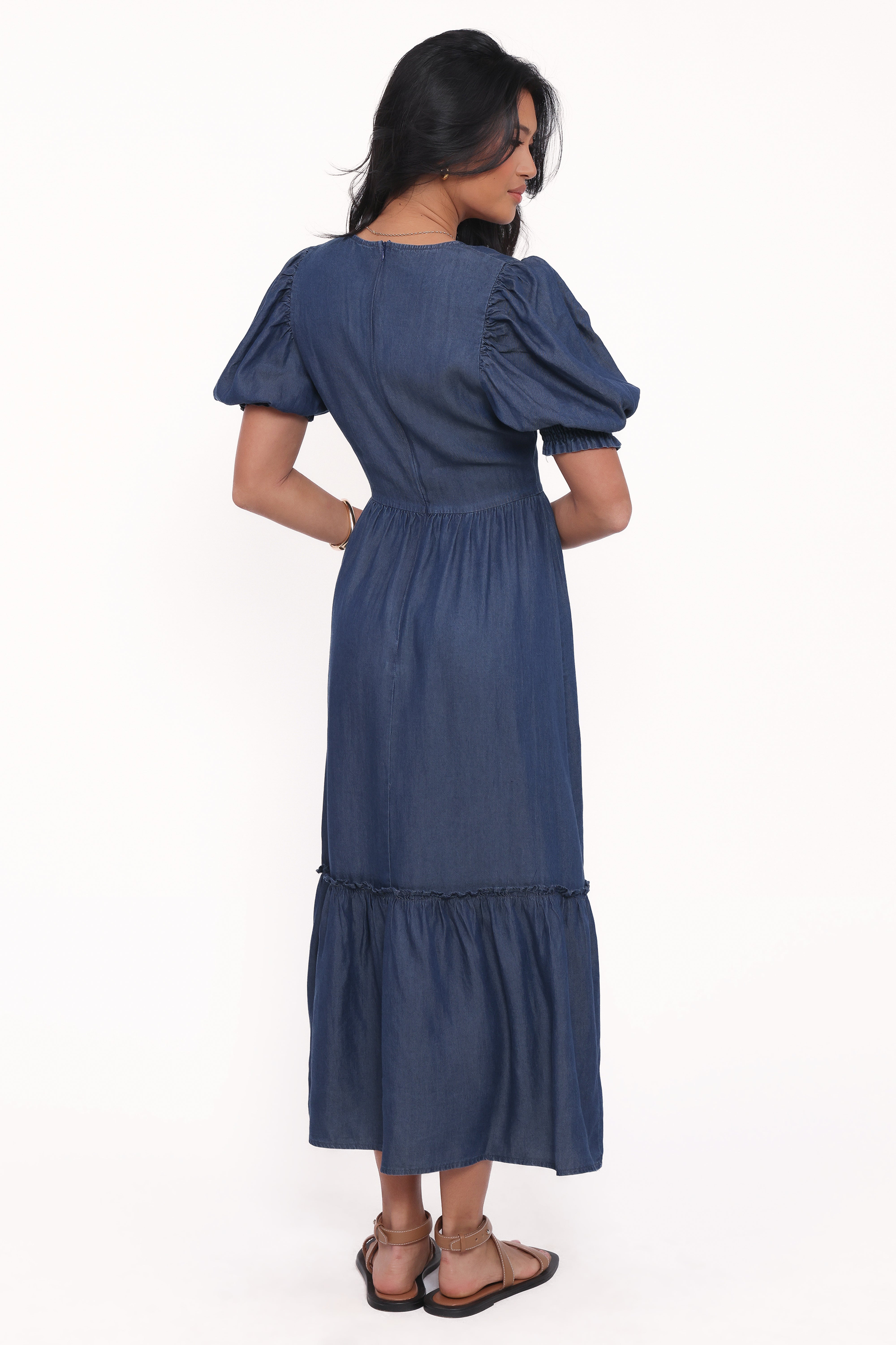 Steele Puff Sleeve Midi Dress - Dark Denim