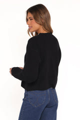 Sybil Button Front Cardigan - Black