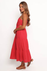 Teresa One Shoulder Midi Dress - Red