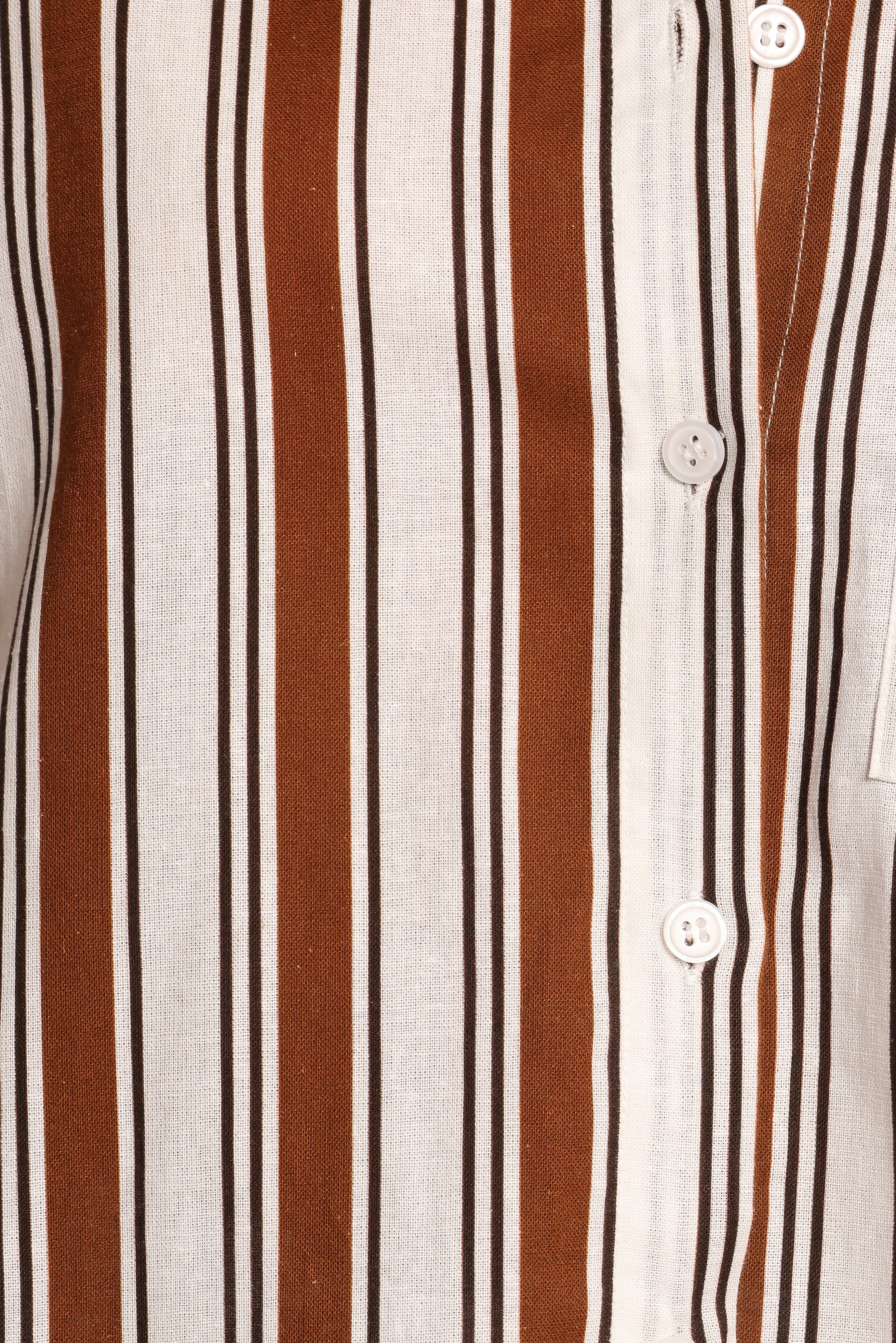 Thalia Short Sleeve Shirt - Chocolate Stripe