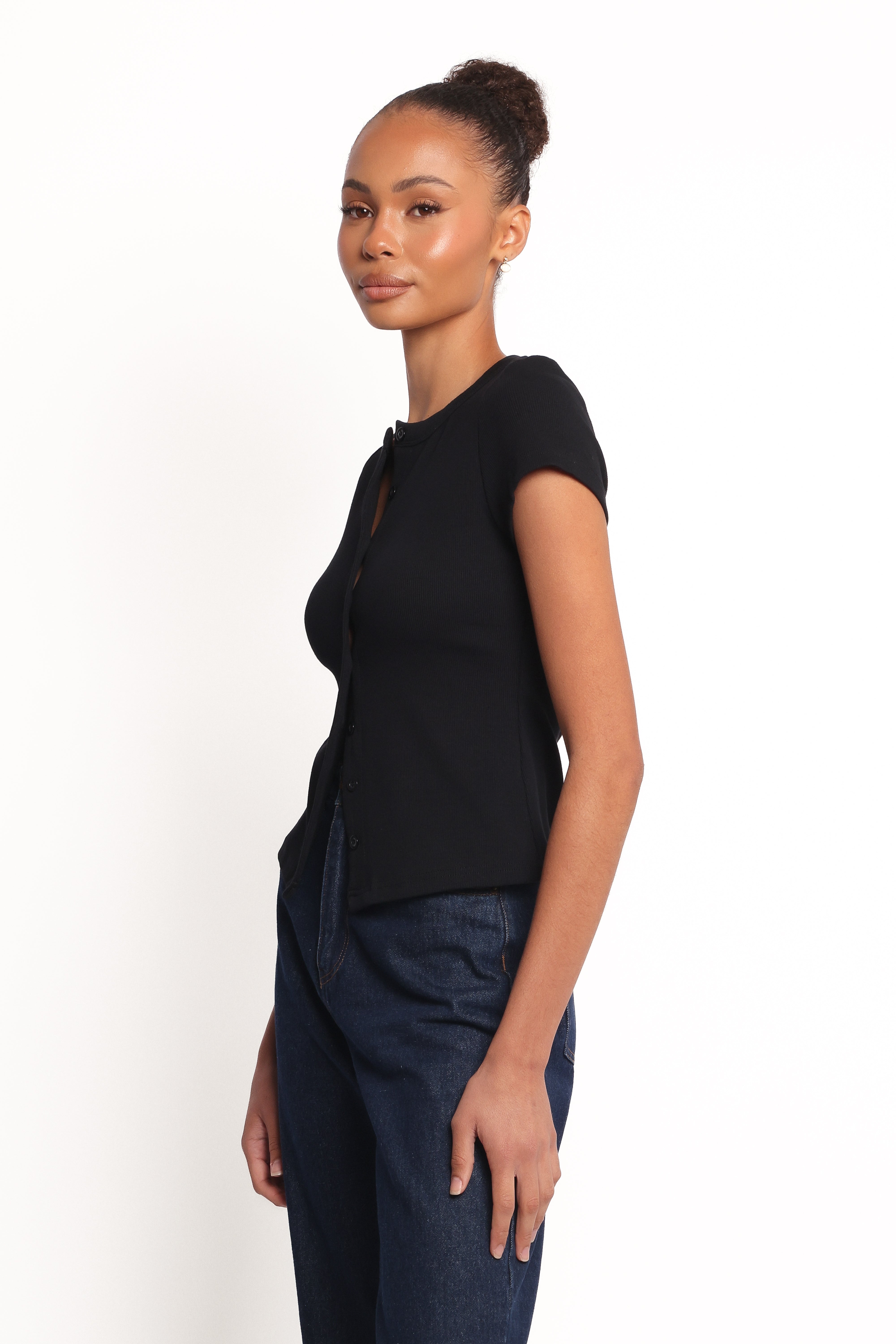 Tylarah Short Sleeve Cardigan Top - Black