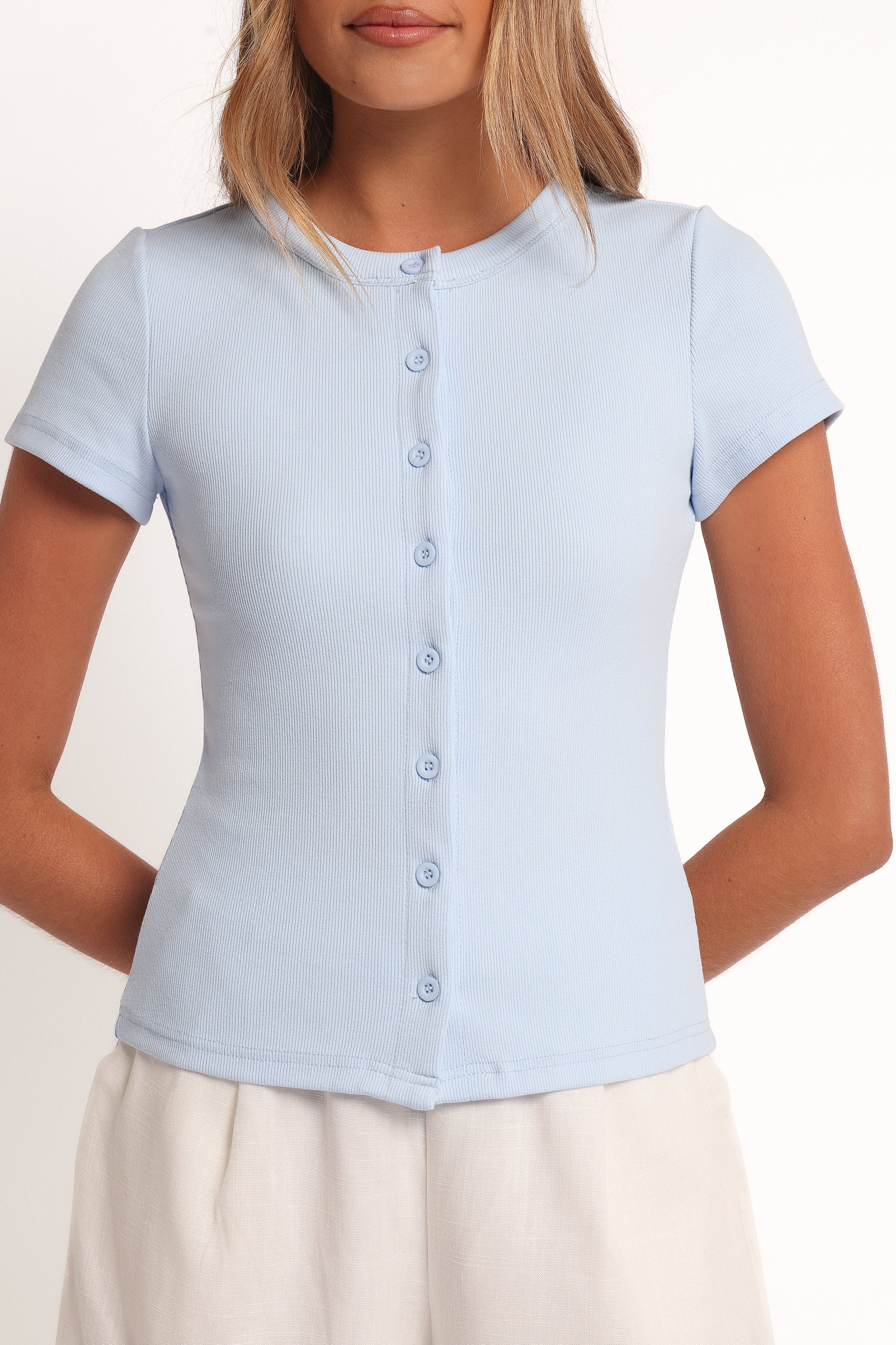 Tylarah Short Sleeve Cardigan Top - Light Blue