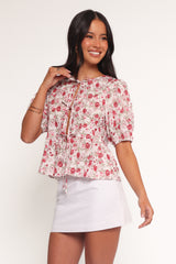 Tyra Top - Red Floral