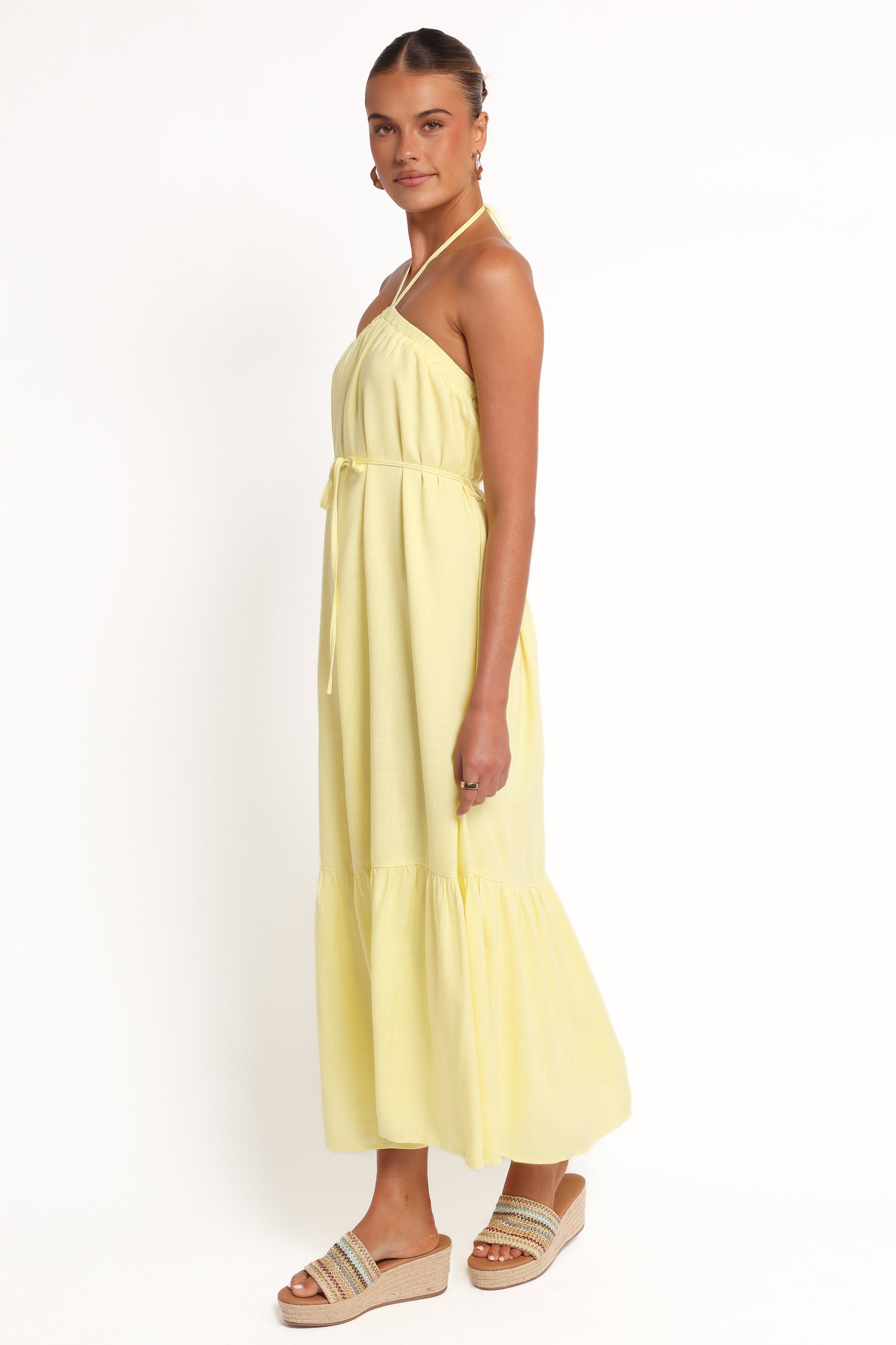 View Halterneck Maxi Dress - Lemon