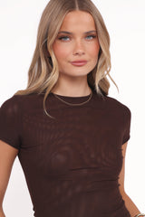 Vivian Mesh Tee - Brown