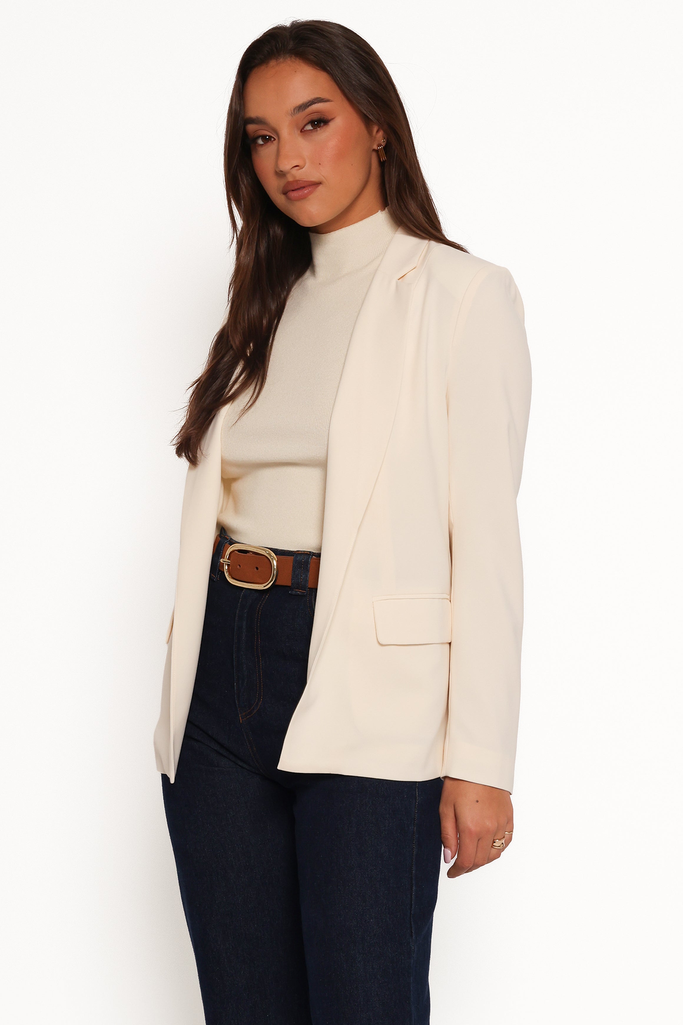 Volina Open Front Blazer - Cream