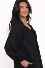 Walker Smock Mini Dress - Black