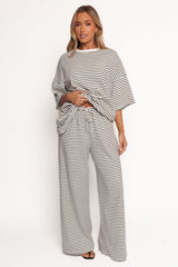 Wilda Oversized Tee - White Black Stripe