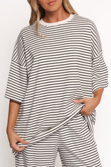 Wilda Oversized Tee - White Black Stripe