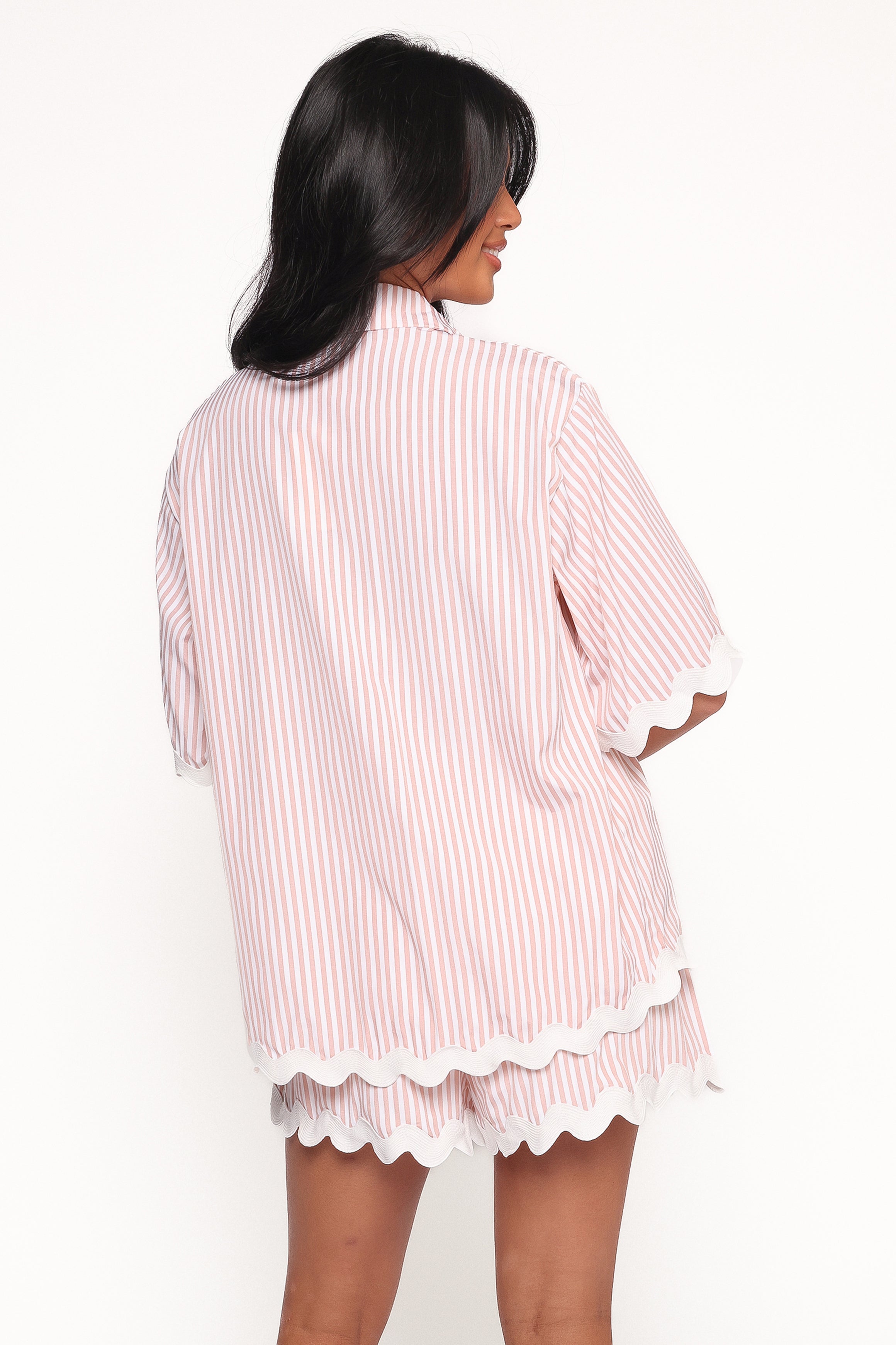 Wilson Short Set - Peach Stripe White