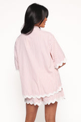 Wilson Short Set - Peach Stripe White