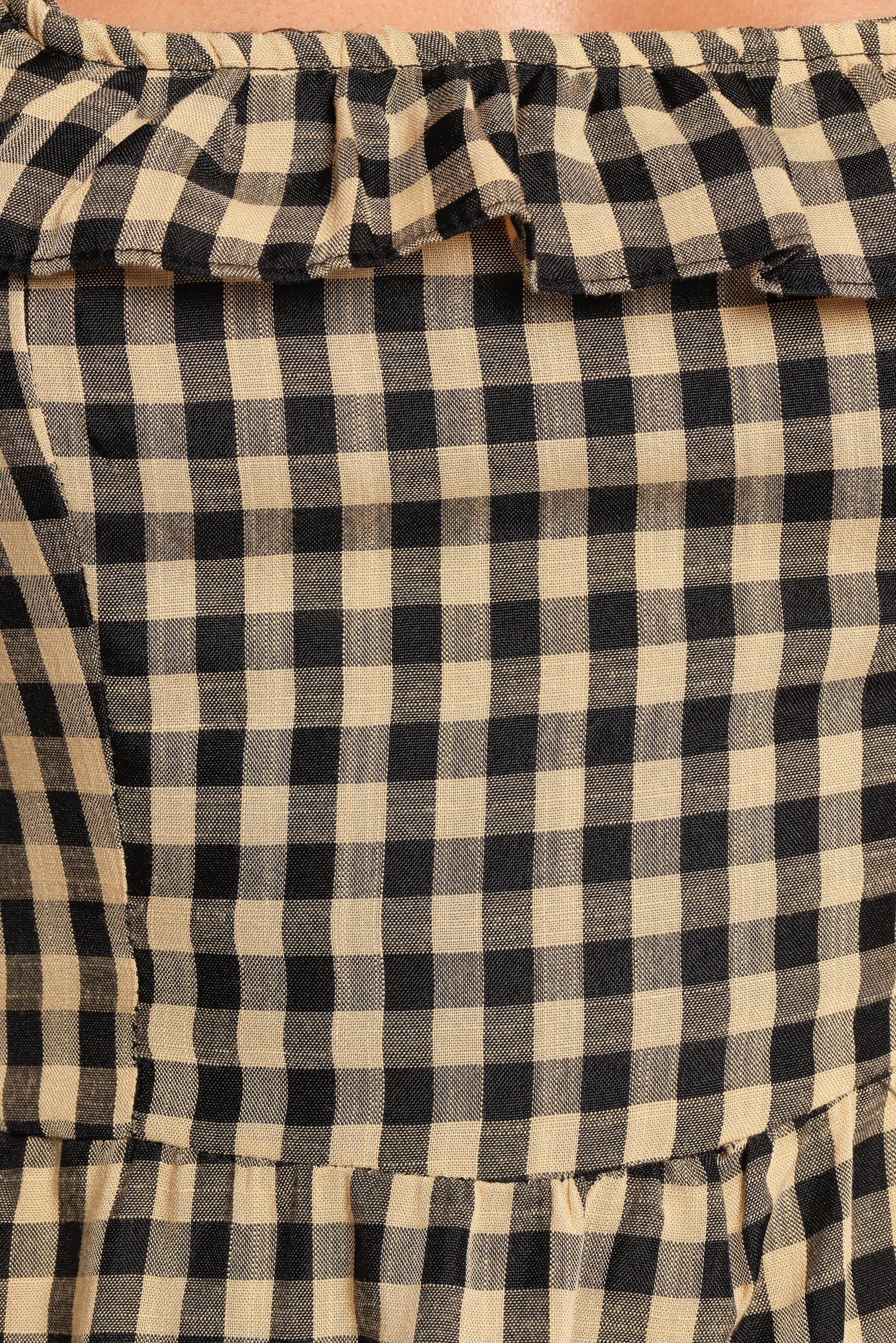 Xenia Mini Dress - Black/Beige Gingham