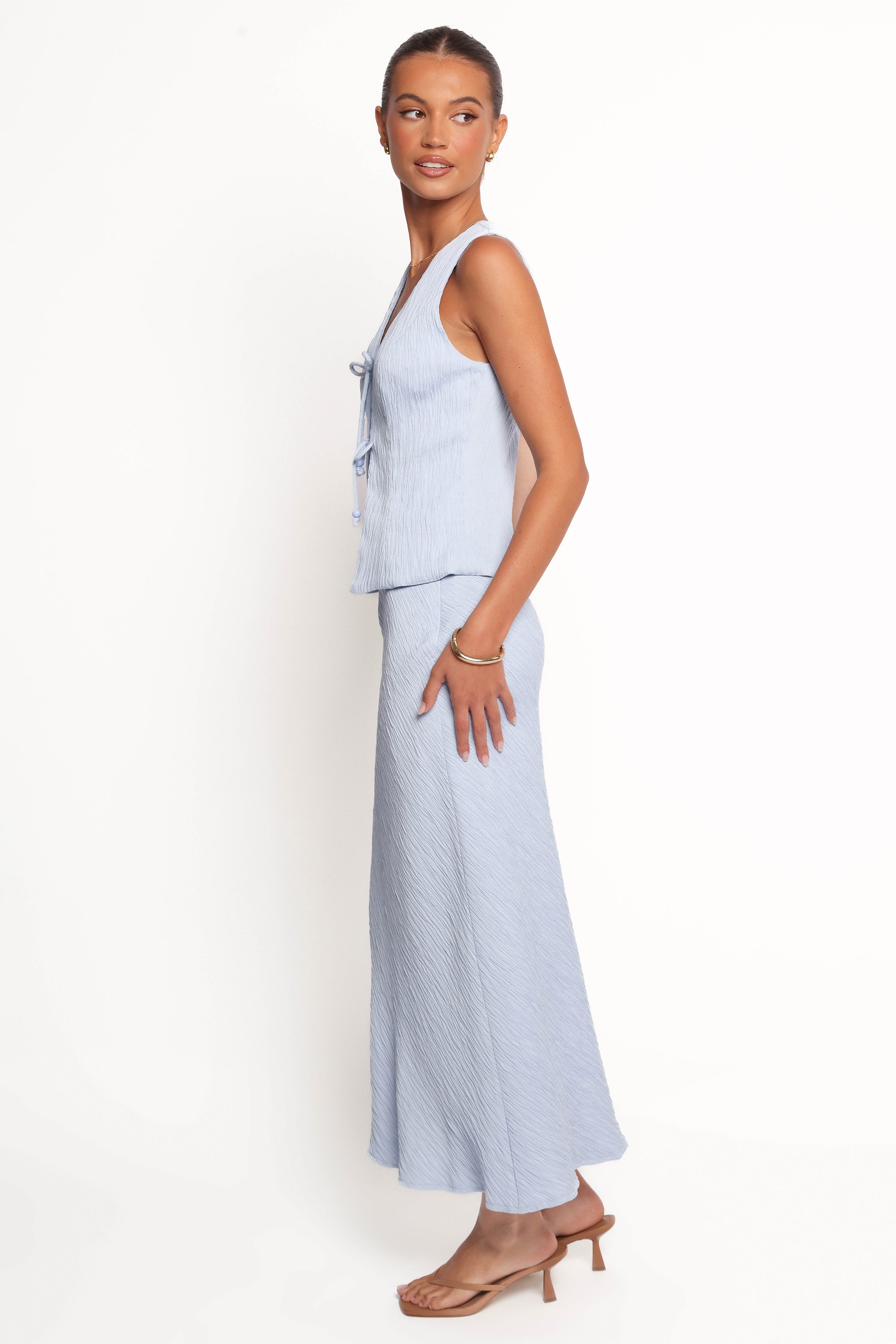 Ysolde Bow Detail Skirt Set - Light Blue