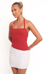Yulissa Halter Knit Top - Red