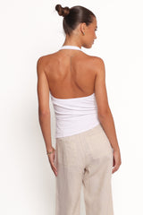 Yulissa Halter Knit Top - White