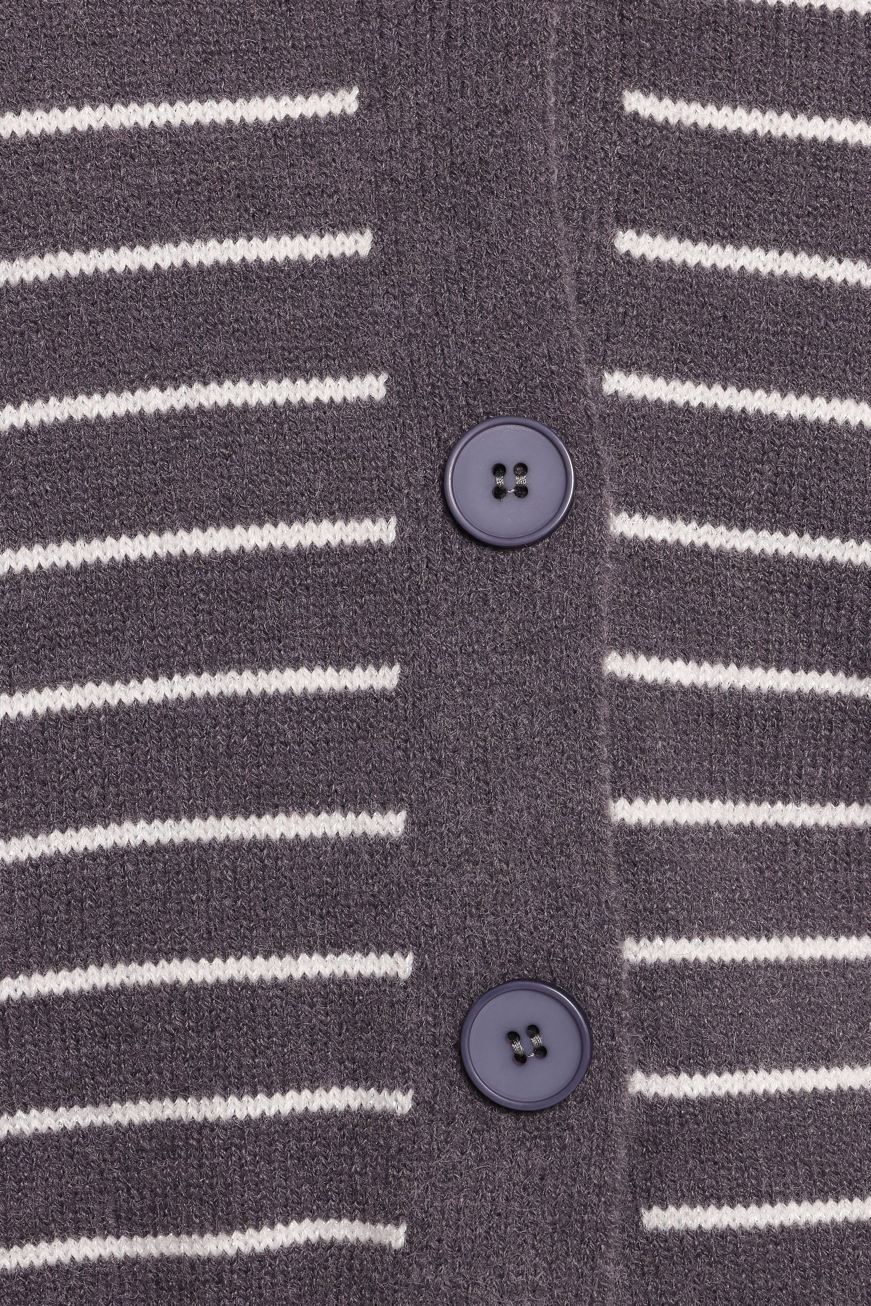 Zammy Lurex Strip Button Front Cardigan - Grey