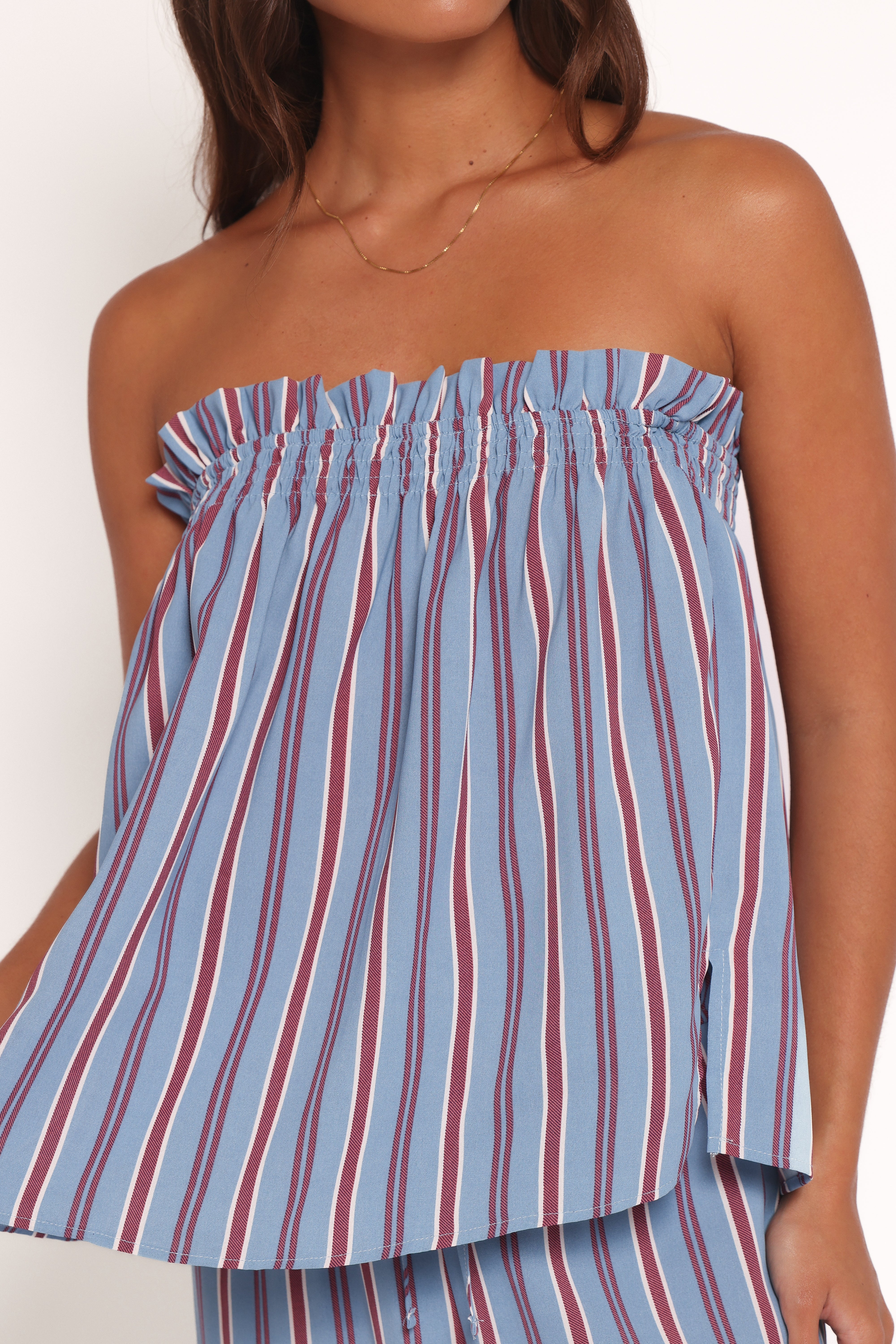 Zemira Strapless Top - Blue Stripe
