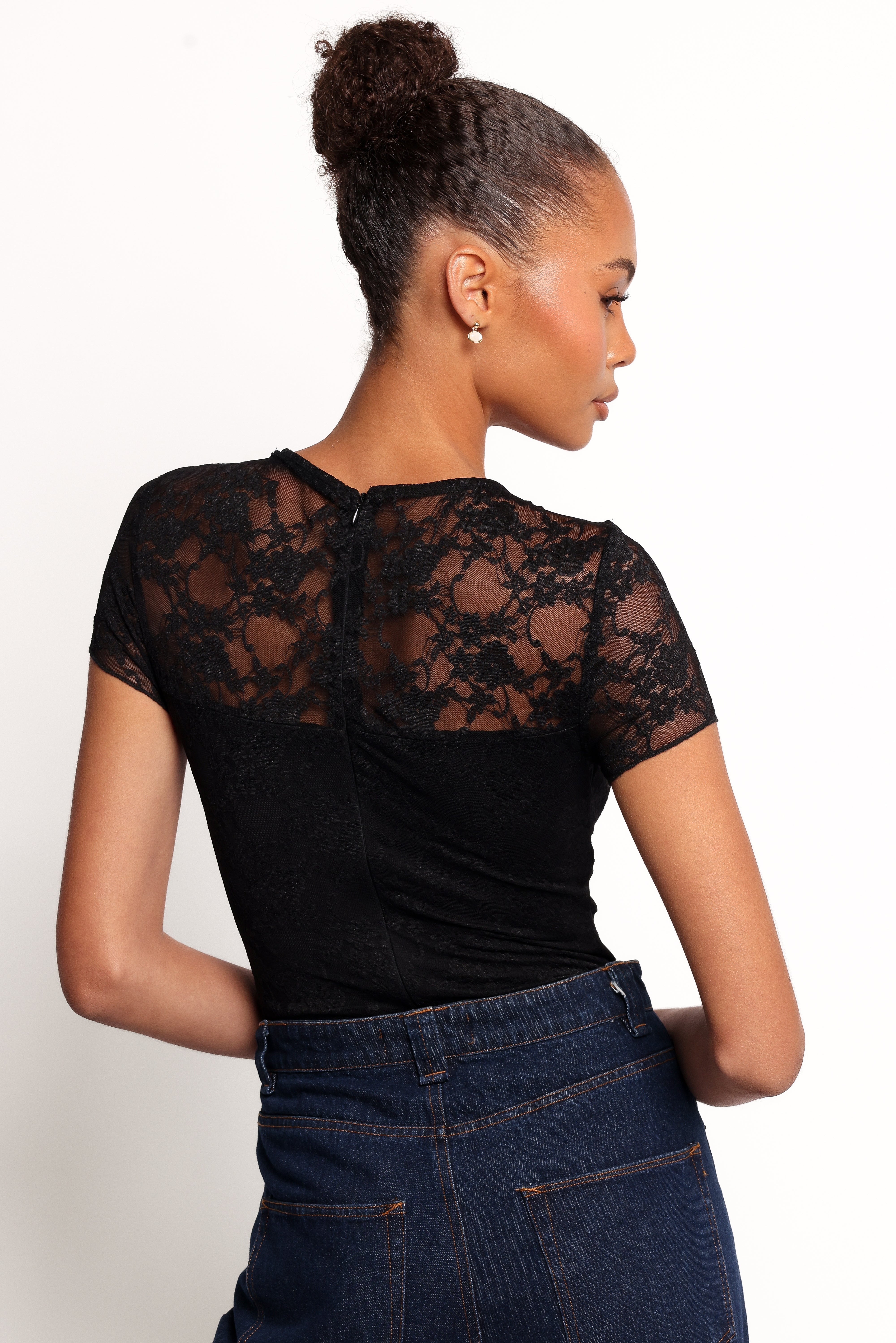 Ziva Lace Overlay Bodysuit - Black