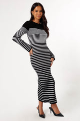 Camy Long Sleeve Midi Dress - Black/White