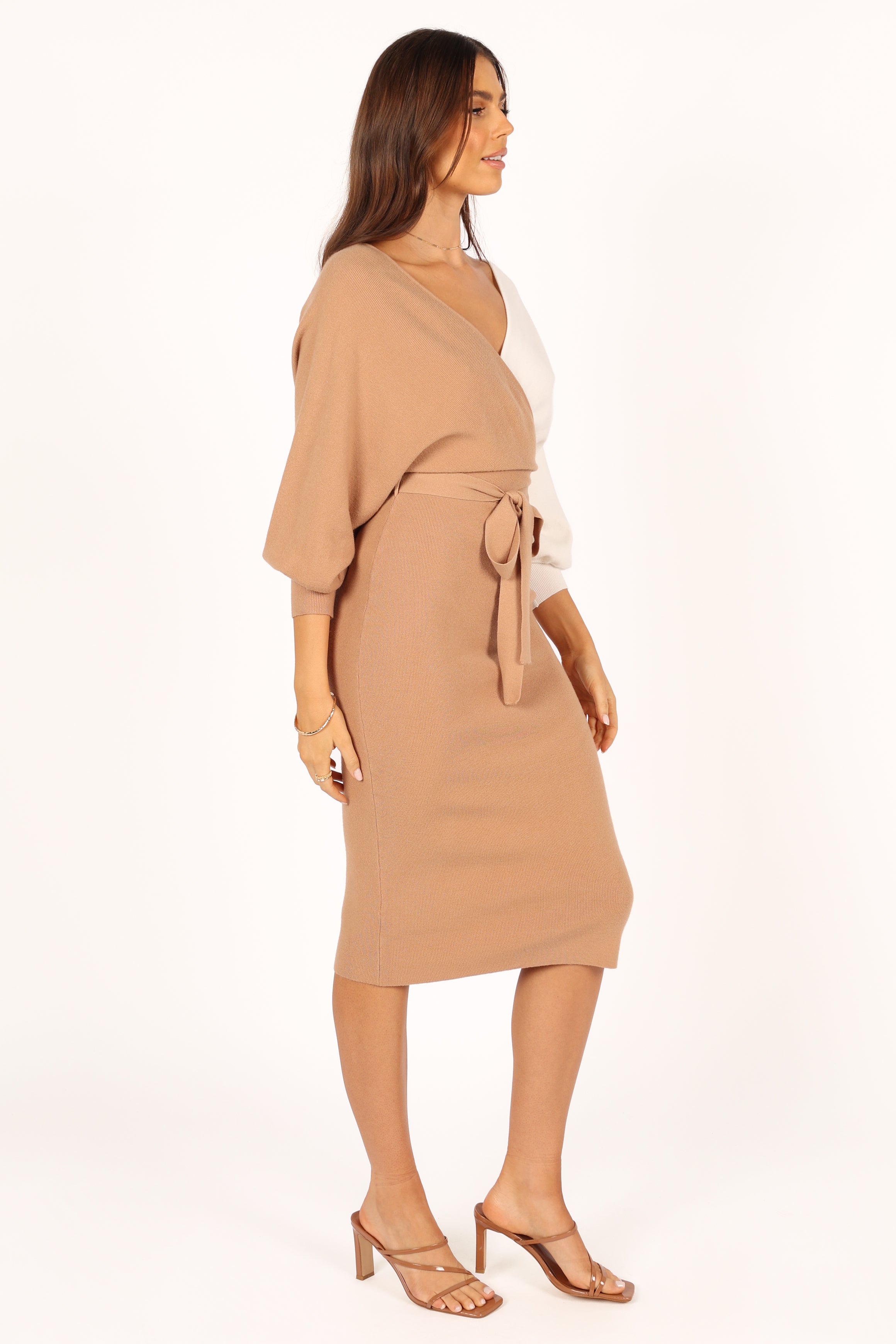 Nate Dress - Beige/White