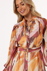 Quinn Long Sleeve Mini Dress - Warm Multi