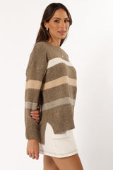 Esther Stripe Knit Sweater - Brown