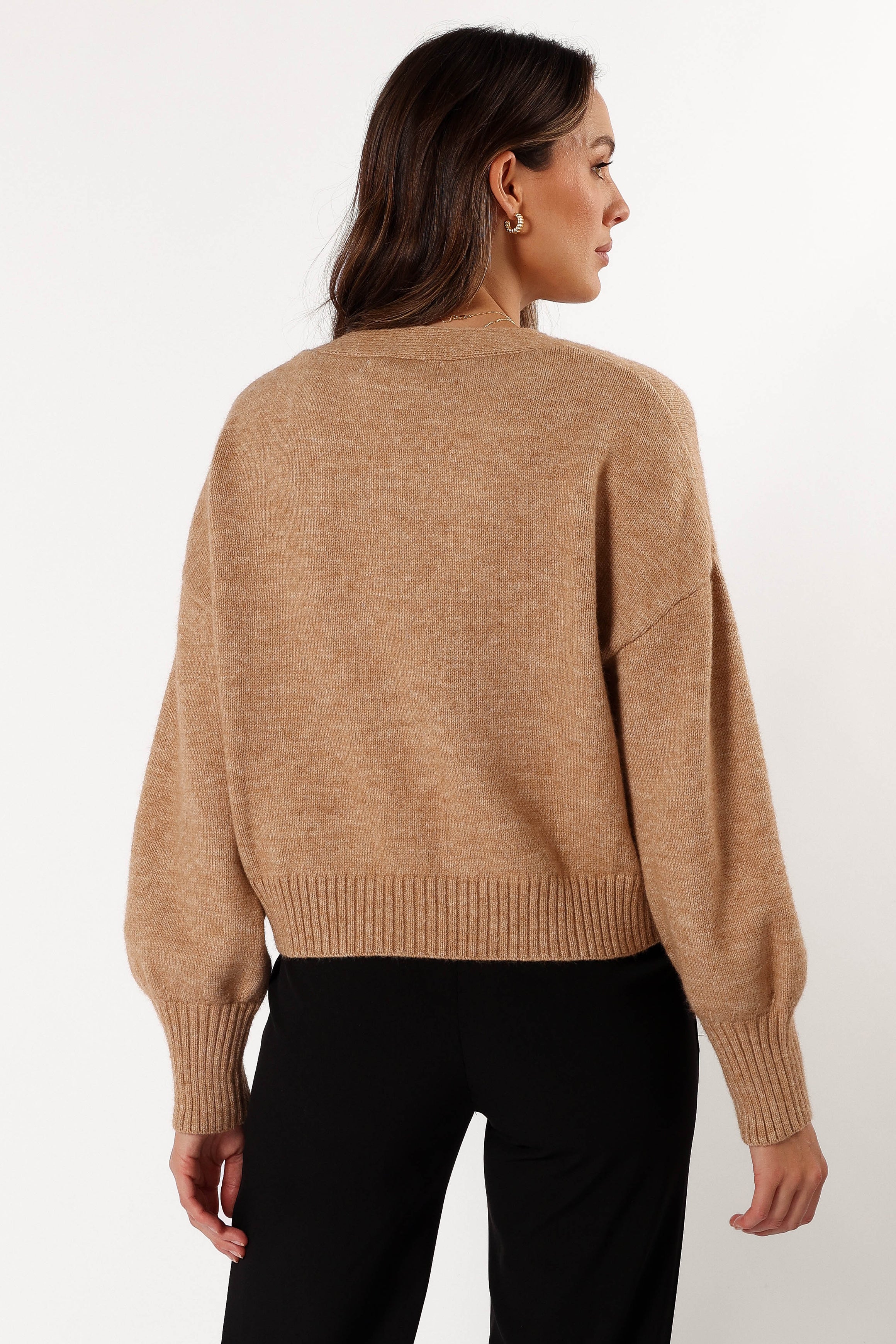 Isabel Button Front Cardigan - Beige