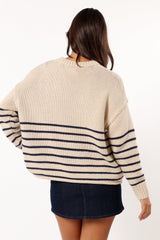 Tenzie Stripe Knit Sweater - Natural Navy