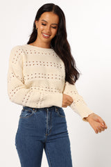 Watton Stripe Knit Sweater - Cream