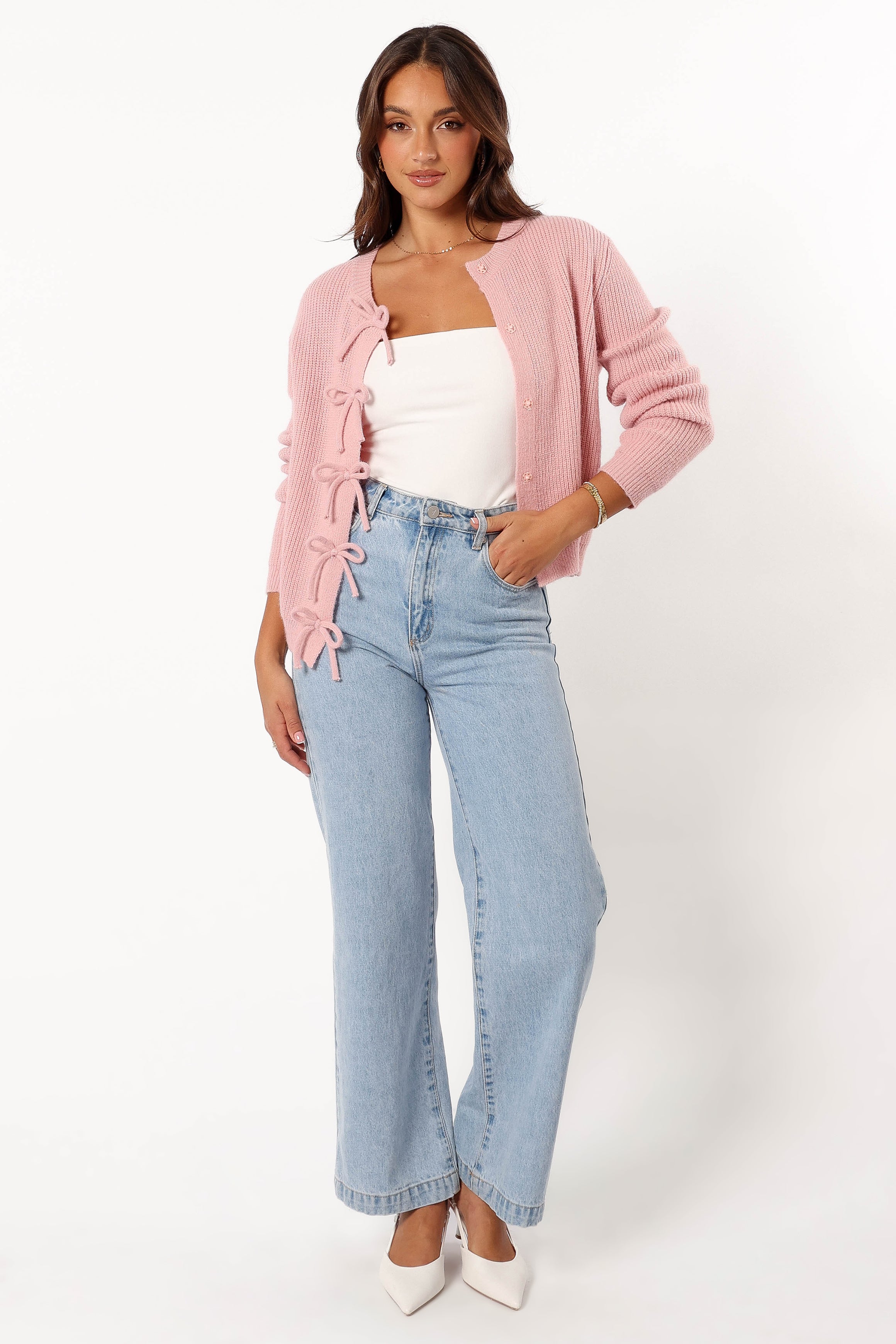 Wilde Bow Front Cardigan - Blush