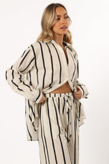 Silvia Button Down Shirt - Cream Stripe
