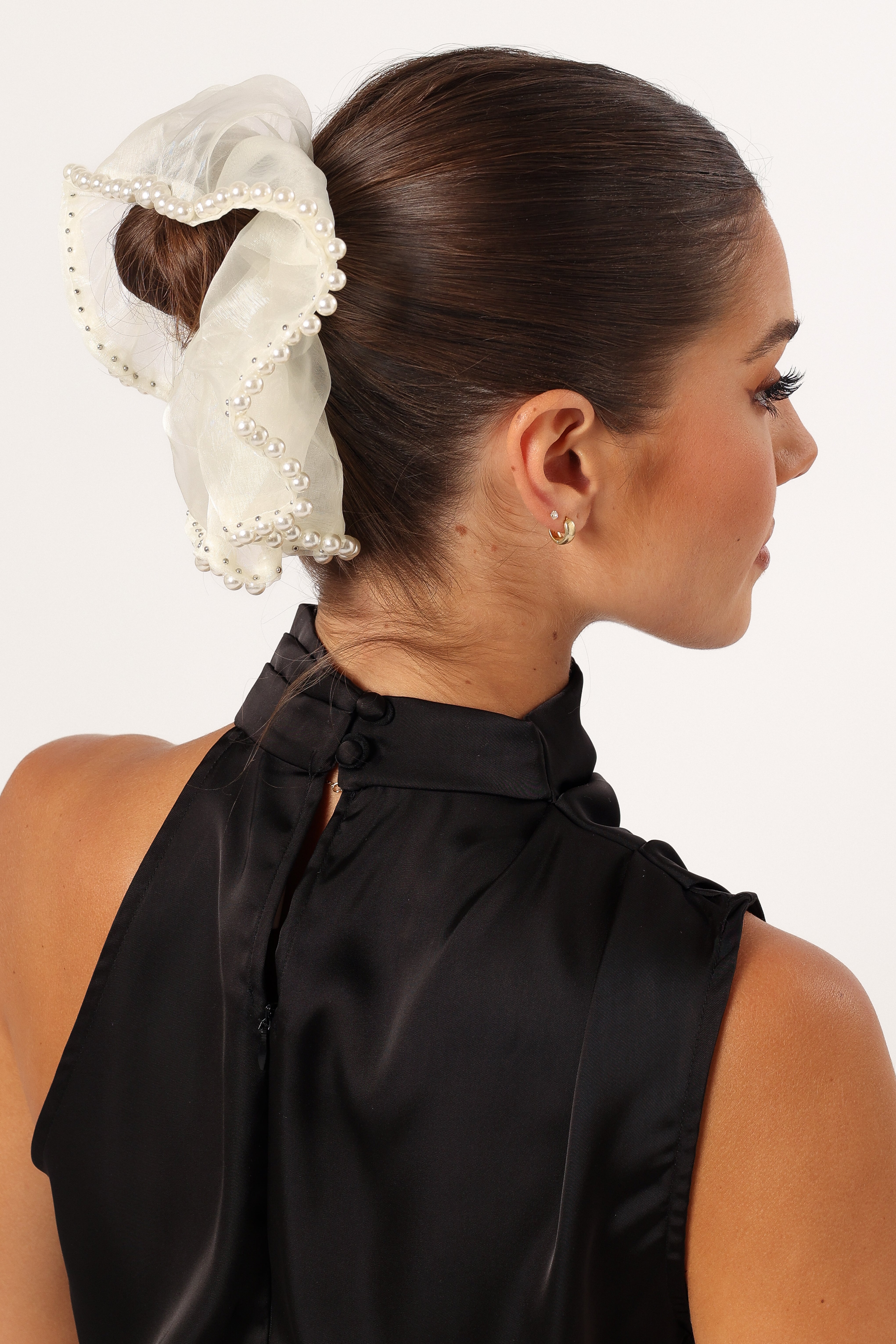 Astoria Pearl Hair Tie - Black Cream