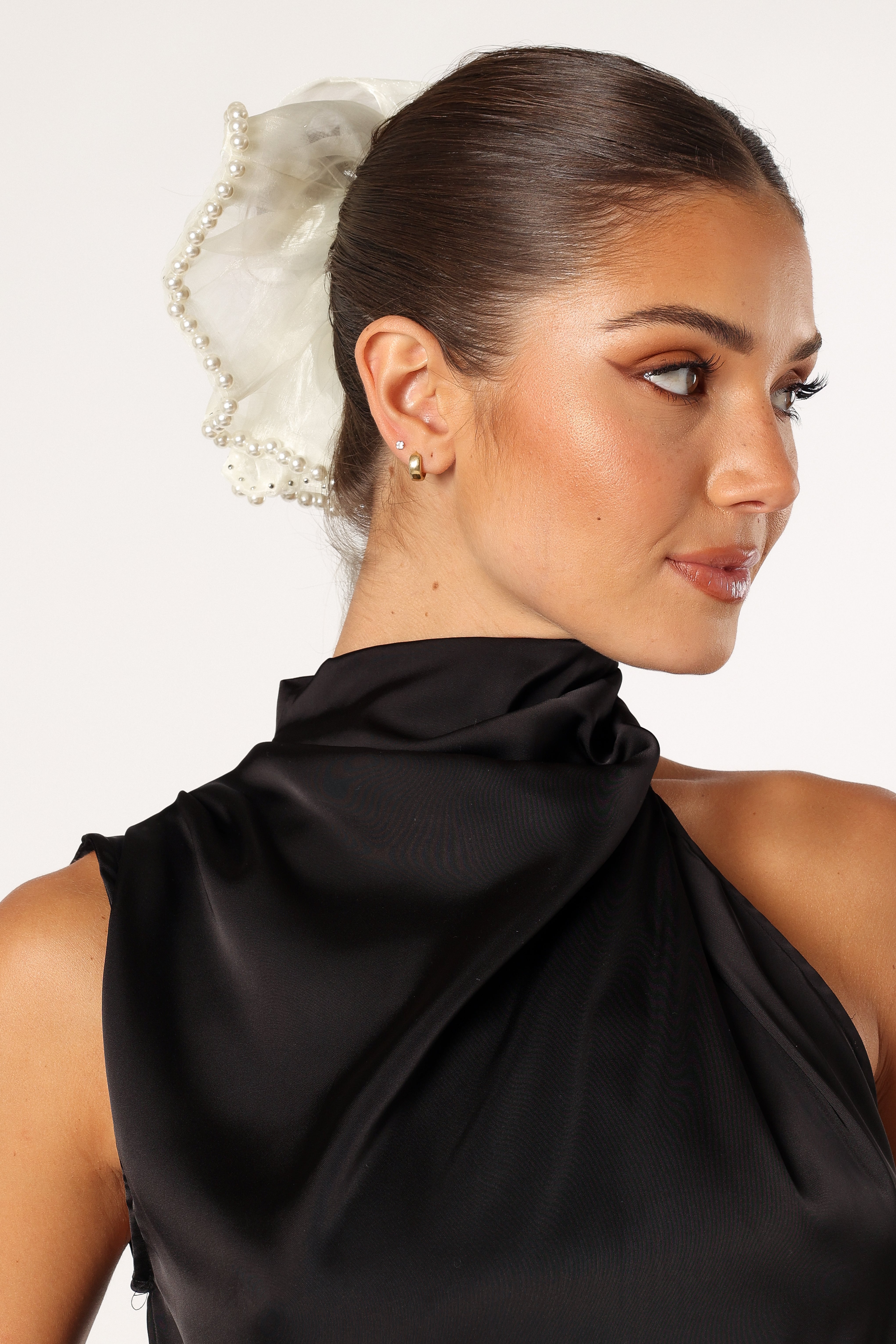 Astoria Pearl Hair Tie - Black Cream