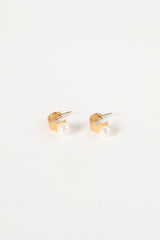 Callie Pearl Hoop Earrings - Gold