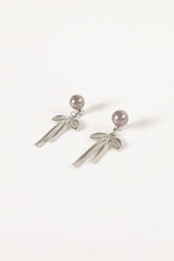 Elena Bow Earrings - Silver