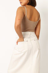 Rana Denim Midi Skirt - White